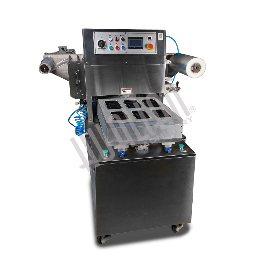 Полуавтоматический запайщик лотков HVT-550M/6 (6 лотков,187*137*40) (нерж., СКИН) Hualian - Купить с доставкой по всему Казахстану