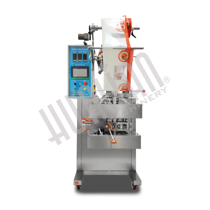 Автоматическая фасовочно-упаковочная машина DXDF-320RH-E (нерж., 4-х шовн. пакет, 15-100 мл, W пленки 240 мм, насечка, зубч. нож) Hualian - Купить с доставкой по всему Казахстану