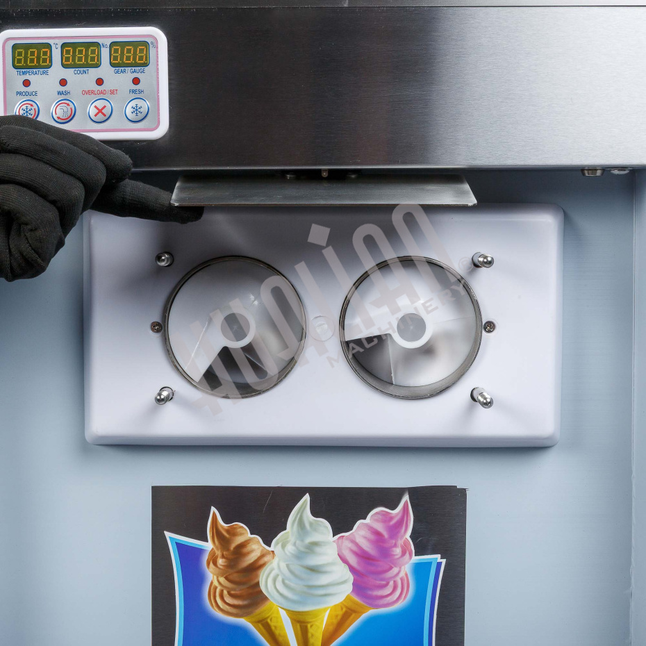 Фризер для мягкого мороженого HIM-03 с функцией ночного хранения и помпой (3 рожка) Hualian - Купить с доставкой по всему Казахстану