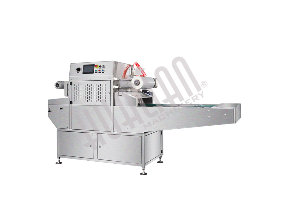 Автоматический конвейерный запайщик лотков с функцией вакуумизации и газации HVT-450A/4 V2 (210*148 нерж., скин, дв. ст. 100м3/ч) Hualian - Купить с доставкой по всему Казахстану