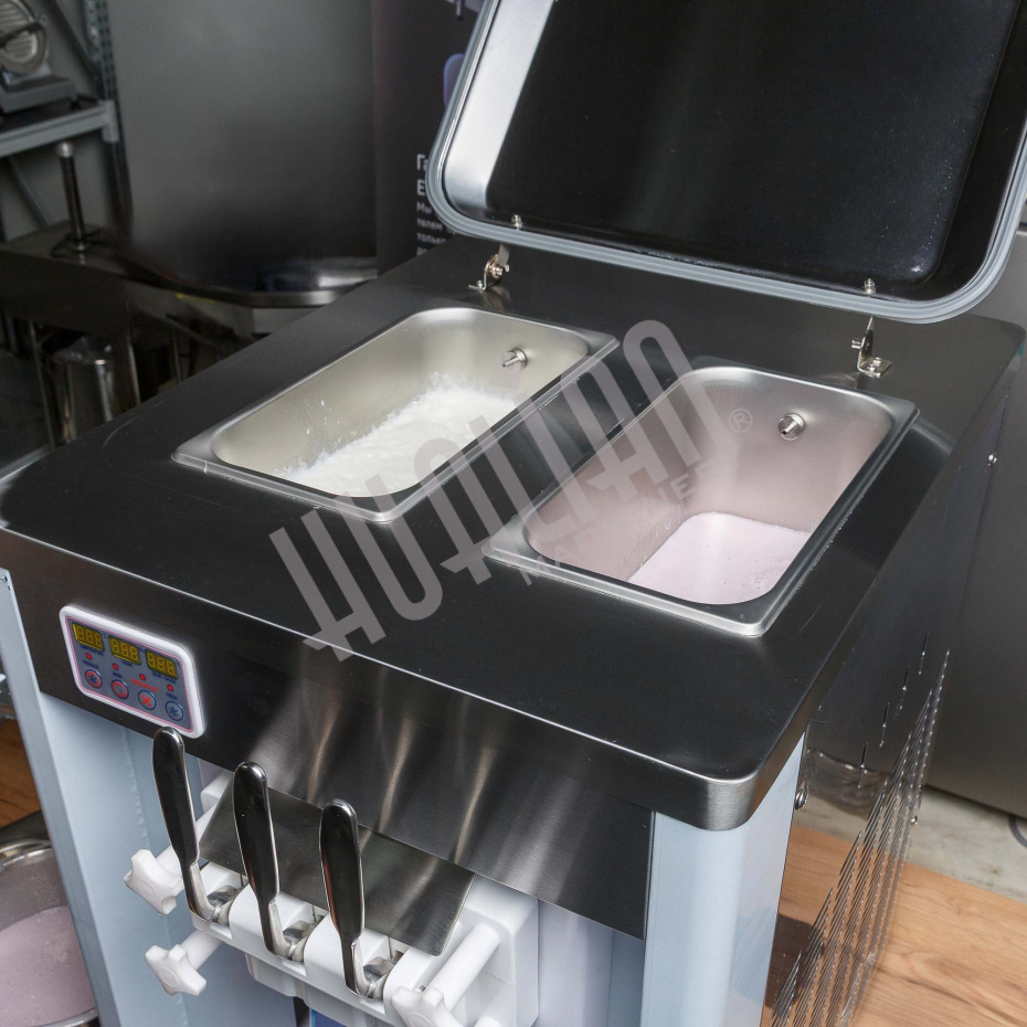 Фризер для мягкого мороженого HIM-03 с функцией ночного хранения и помпой (3 рожка) Hualian - Купить с доставкой по всему Казахстану