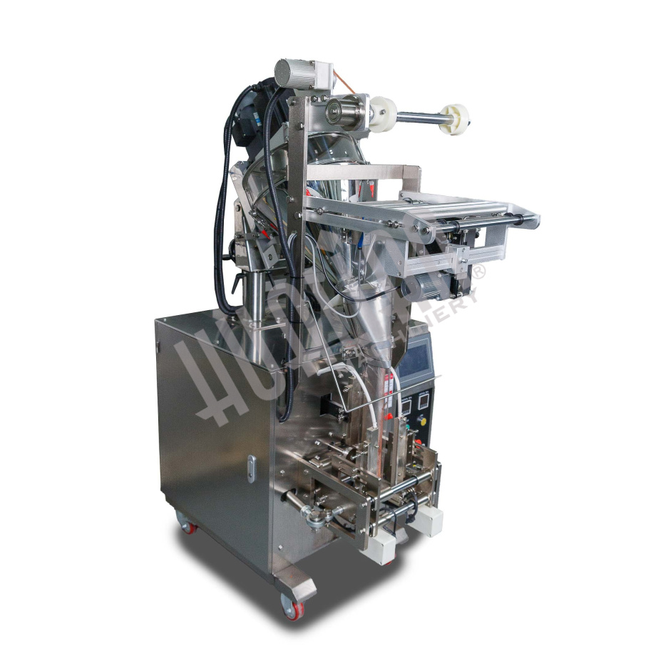 Машина для упаковки трудно-сыпучих продуктов и порошков DXDF-100AX (15-100 мл,4-х шовн., шир.пленки 240 мм, насечка, датер HP-241G, зубчатый нож, шов  Hualian - Купить с доставкой по всему Казахстану