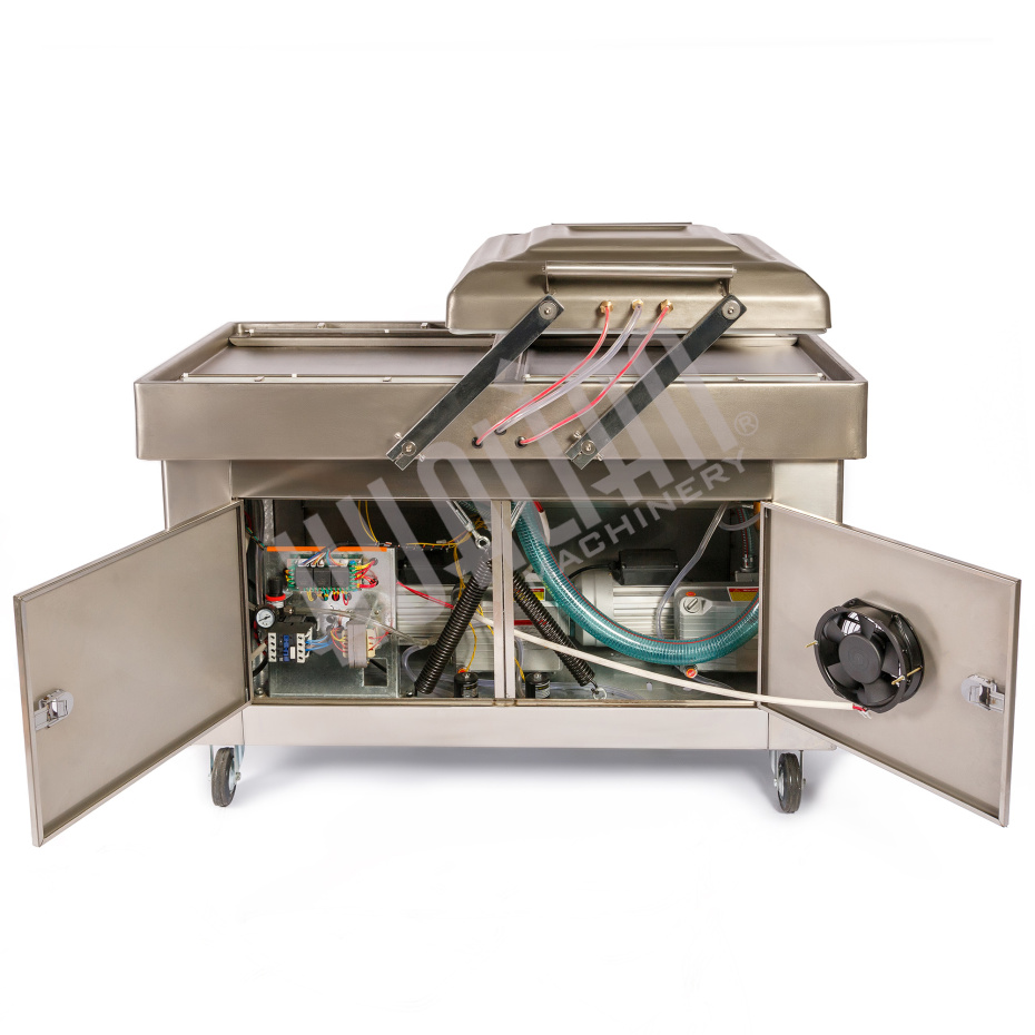 Напольная двухкамерная вакуум-упаковочная машина DZQ-500/2SB SS (нерж., газ) Hualian - Купить с доставкой по всему Казахстану