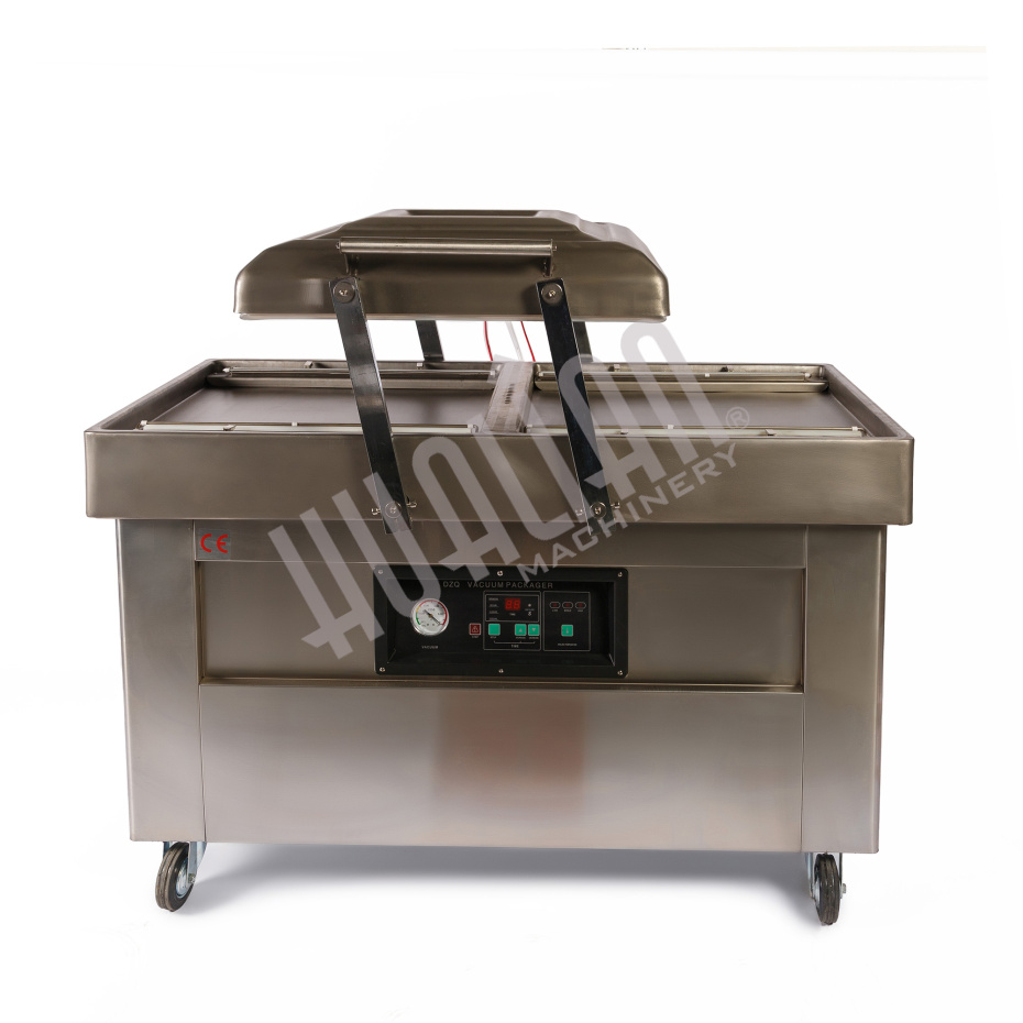 Напольная двухкамерная вакуум-упаковочная машина DZQ-500/2SB SS (нерж., газ) Hualian - Купить с доставкой по всему Казахстану