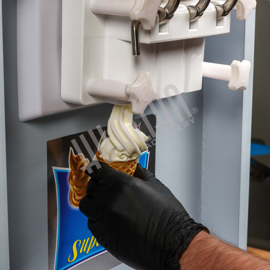 Фризер для мягкого мороженого HIM-03 с функцией ночного хранения и помпой (3 рожка) Hualian - Купить с доставкой по всему Казахстану