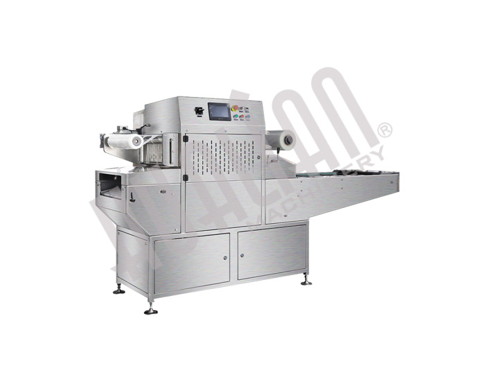 Автоматический конвейерный запайщик лотков с функцией вакуумизации и газации HVT-450A/4 V2 (210*148 нерж., скин, дв. ст. 100м3/ч) Hualian - Купить с доставкой по всему Казахстану