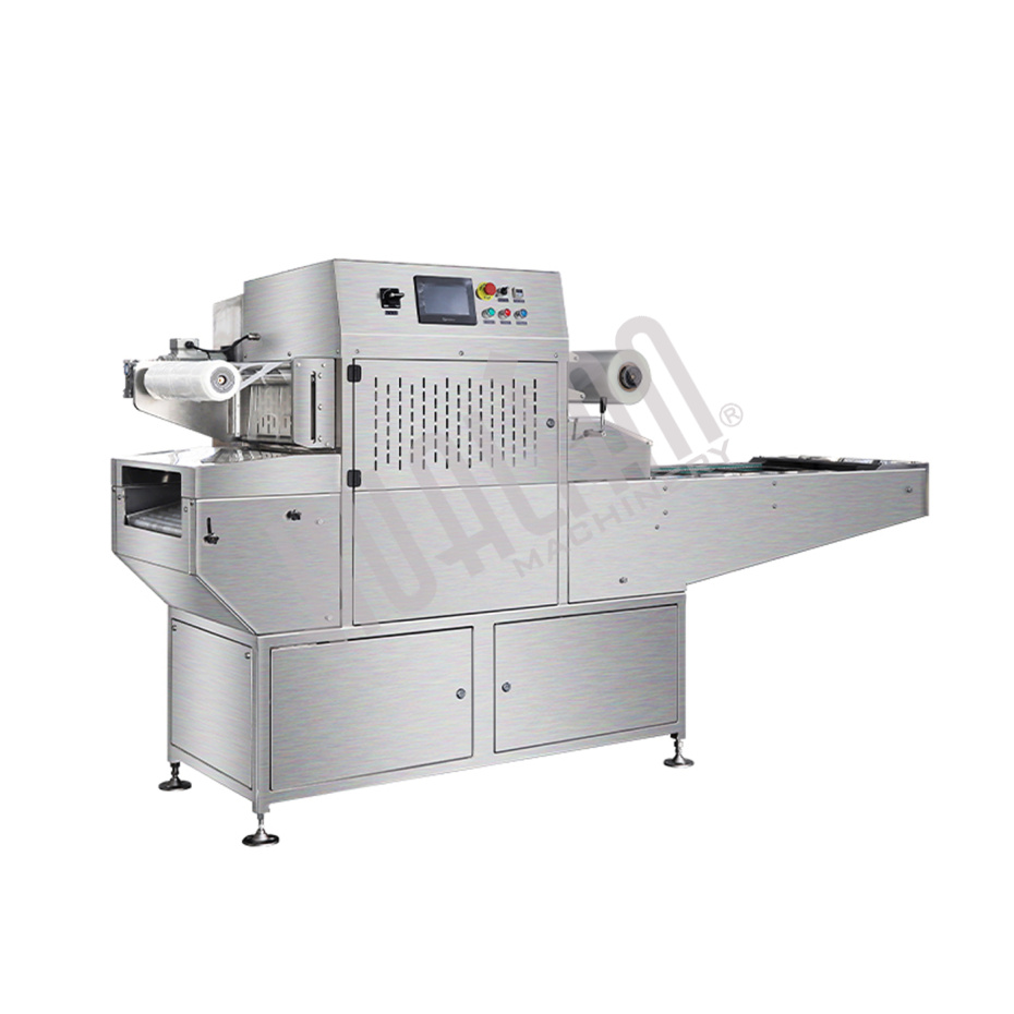 Автоматический конвейерный запайщик лотков с функцией вакуумизации и газации HVT-450A/4 V2 (210*148 нерж., скин, дв. ст. 100м3/ч) Hualian - Купить с доставкой по всему Казахстану